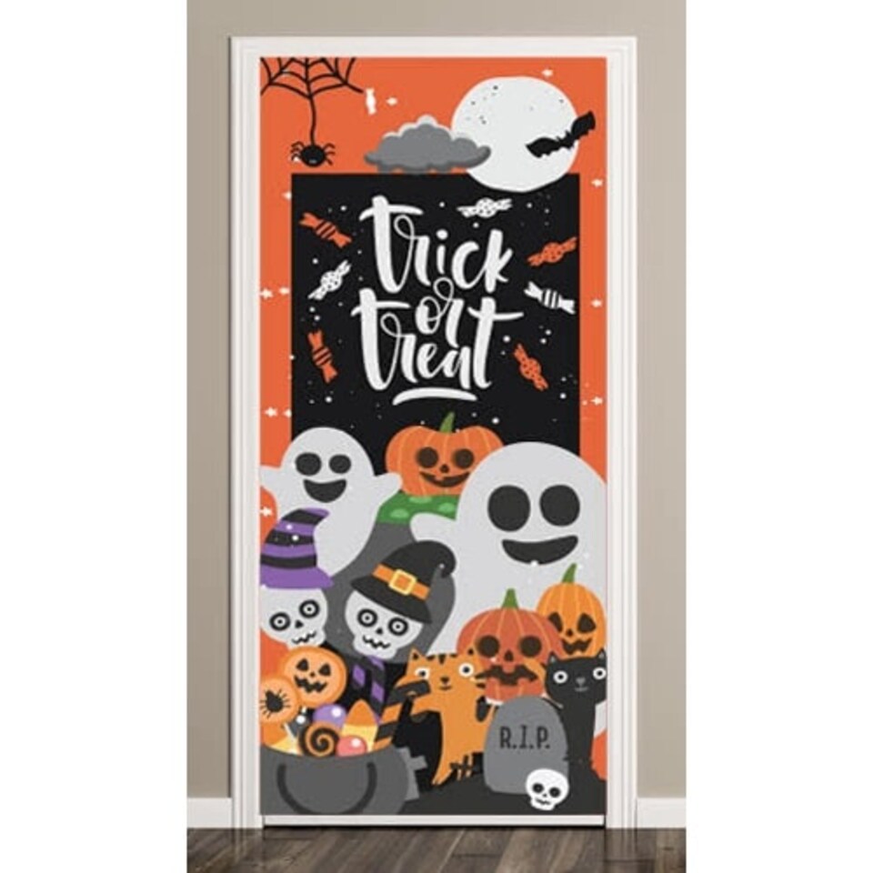 Trick Or Treat Halloween Door Cover PVC Party Sign Decoration 66cm x 152cm