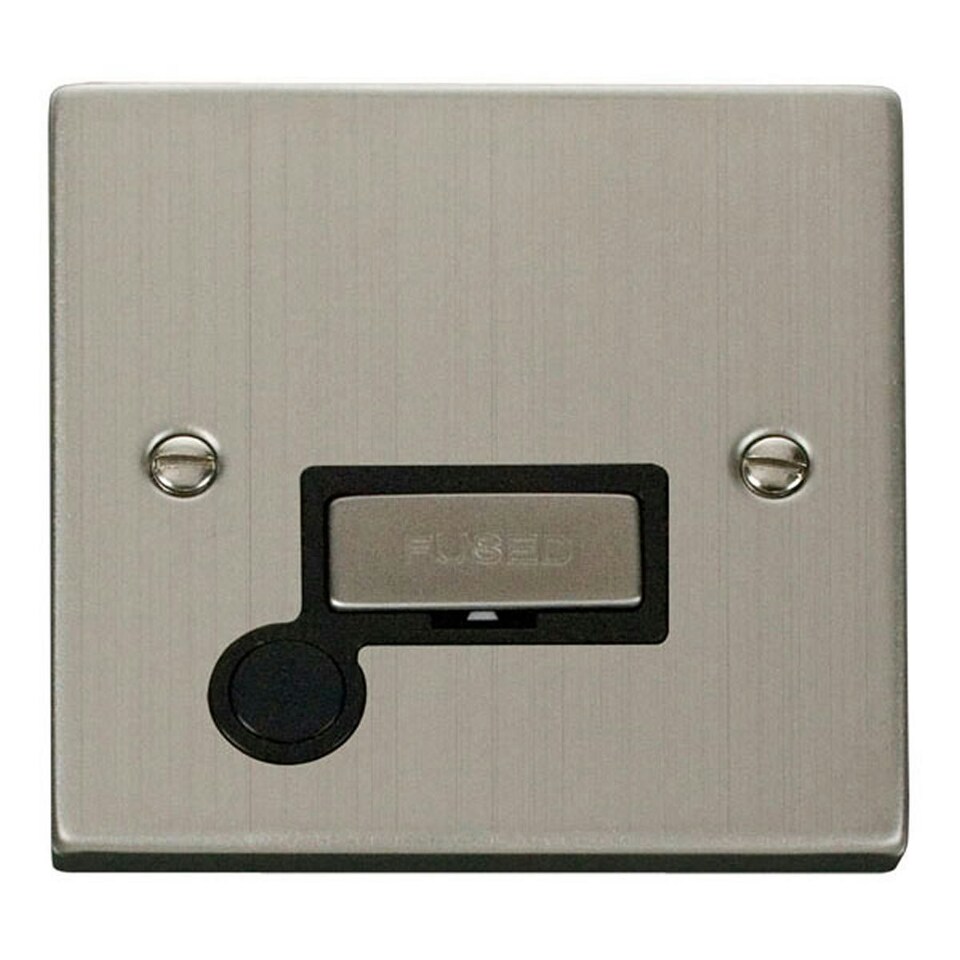 SE HOME Stainless Steel 13A Fused Ingot Connection Unit With Flex Black | Stainless Steel