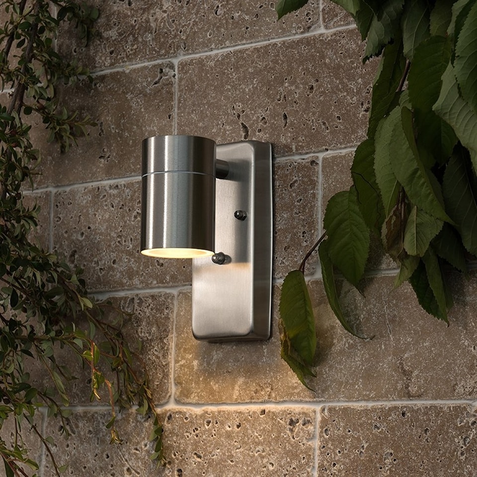 image 1 of ValueLights Barrow Silver Dusk Till Dawn Outdoor Wall Downlight | Chrome