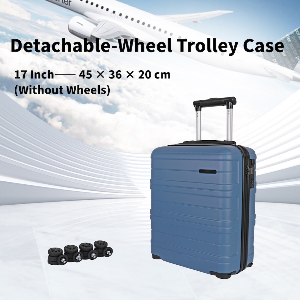 image 1 of ABS Cabin Luggage 45×36×20 Lightweight Carry-On with TSA Lock | Blue | Harbour Blue | Cabin Bag