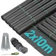 image 1 of Harbour Housewares 110gsm Weed Control Membrane Set with Pegs & Plates - 2m x 100m (10 Rolls) | Black | Black