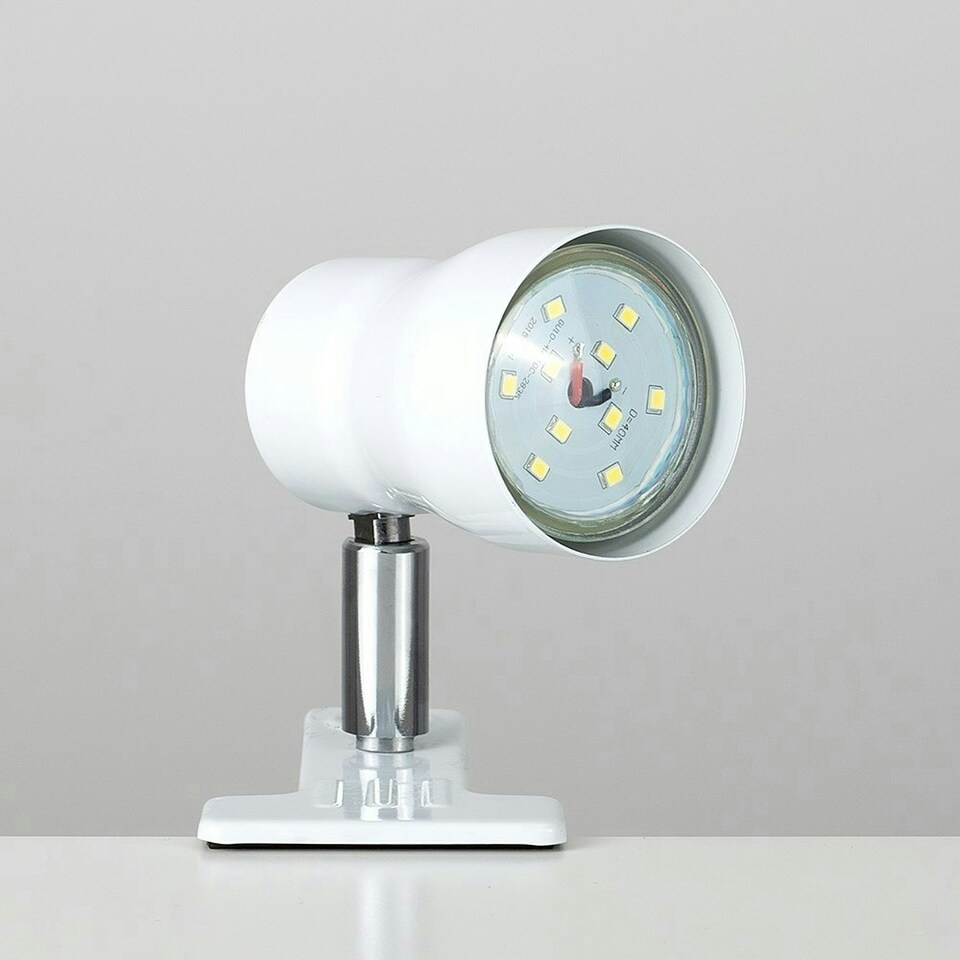 image 1 of ValueLights Adjustable Clamp On Desk Lamp Spotlight In Gloss White Finish