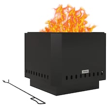 Outsunny Smokeless Fire Pit, Square Metal Bonfire Stove, Black | Black | Black | 48 x 48 x 41 cm