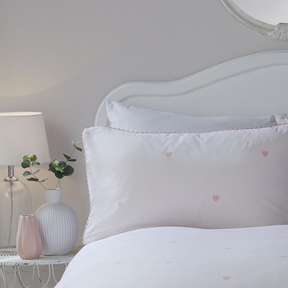 image 1 of Serene Decorative Heart Duvet Cover Set Blush