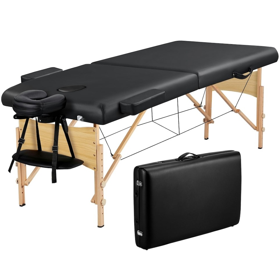 image 1 of Yaheetech Height Adjustable Massage Table with Face Cradle Blak