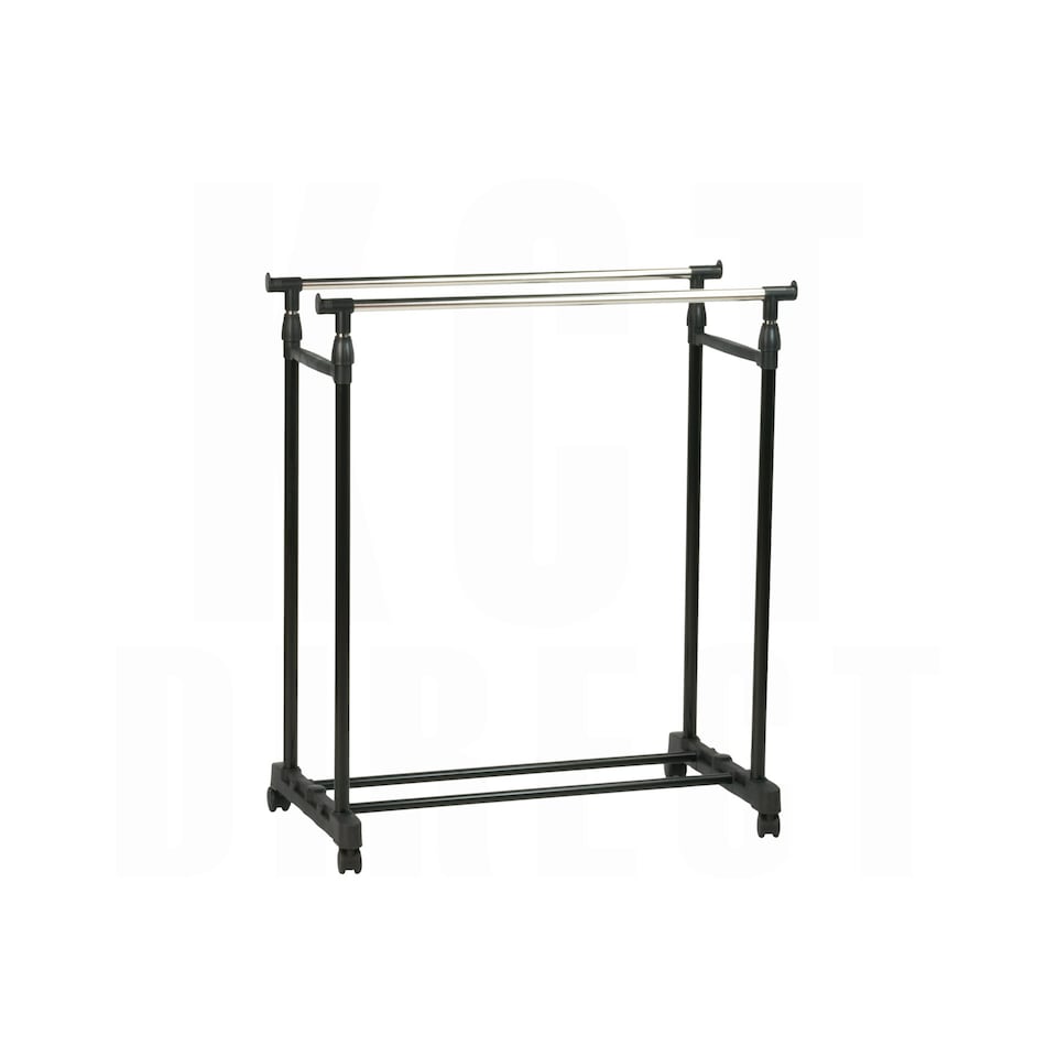 image 1 of KCT Adjustable Double Clothes Rack on Wheels Black | Silver | One Size