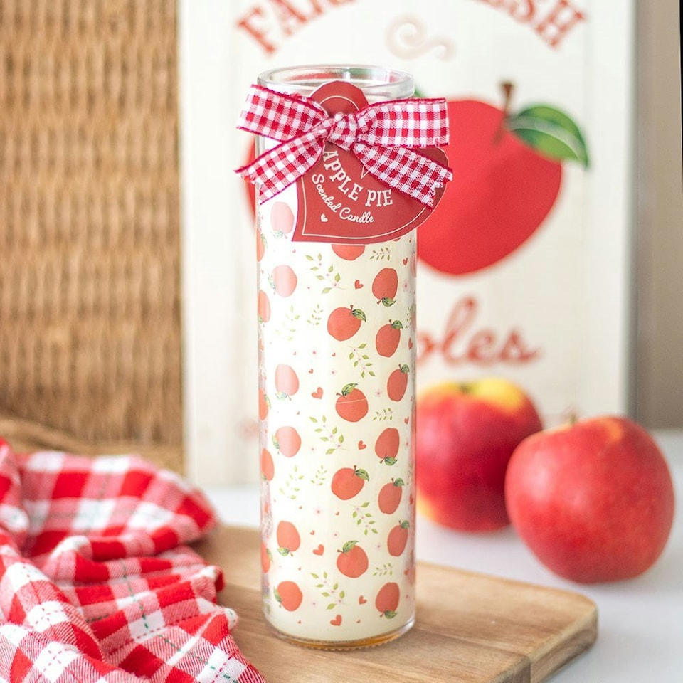 image 1 of Apple Print Apple Pie Tube Candle White