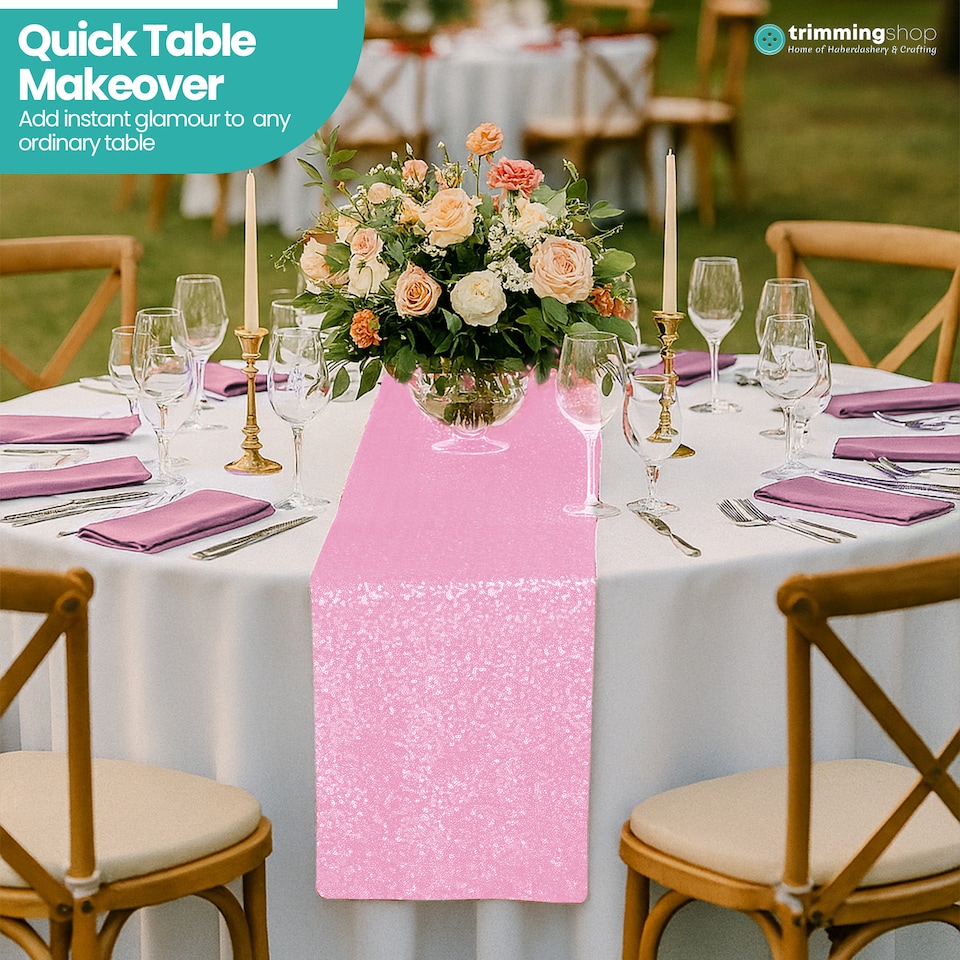 image 1 of Shimmer Sequin Table Runner, Overlay Sequin Table Linen - 11x108 Inch