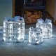 image 2 of Set of 3 Battery Operated Silver Christmas Glitter Twist Gift Boxes with Cool White LEDs