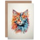 image 1 of Cat Lover Maine Coon Orange Blue Pink Animal Portrait Greeting Card