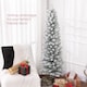 image 3 of HOMCOM 5ft Artificial Pencil Christmas Tree with 263 Snow Flocked Branches, Metal Base, Realistic mas Tree, White