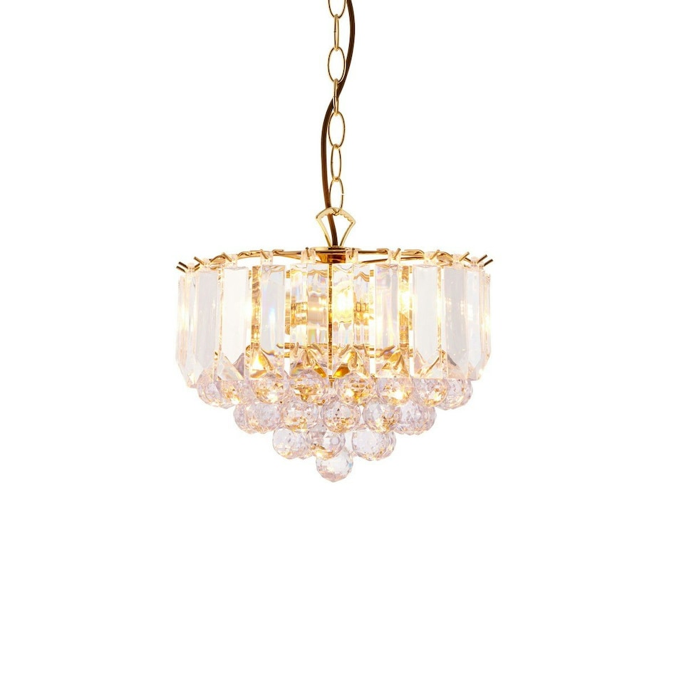 image 1 of Fargo 3 Light Ceiling Pendant Acrylic, Brass, E14
