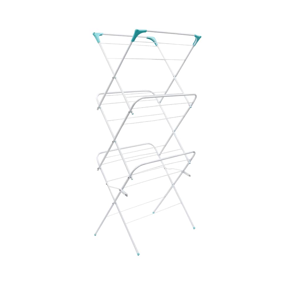 image 1 of JVL 3 Tier Airer with Oval Sock Dryer, Stainless Steel, White, Medium