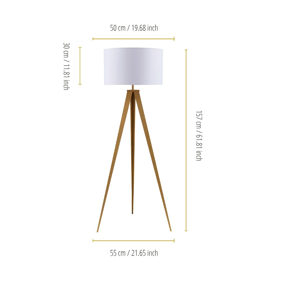 image 1 of Teamson Home Romanza LED Tripod Standing Floor Lamp with Drum Shade in White