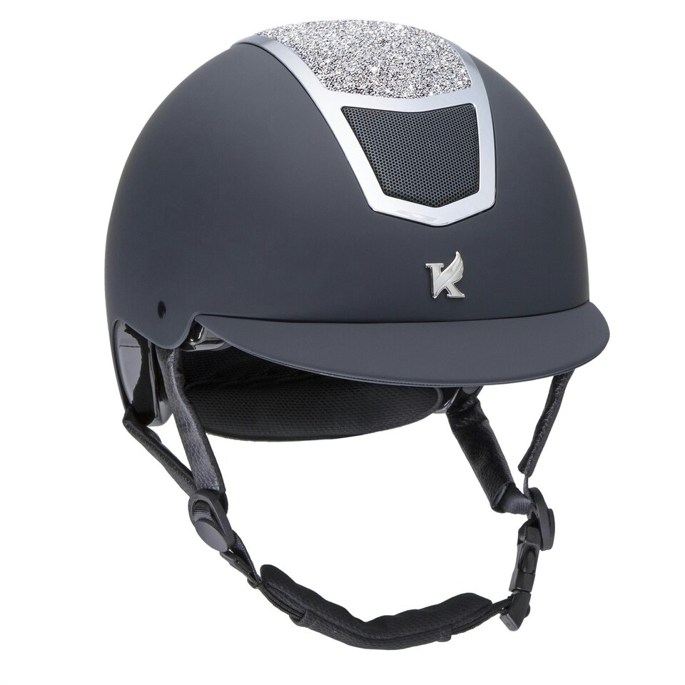 image 1 of Shires Karben Valentina Riding Hat - Adult Blue | Size: 56-58cm
Colour: Navy/Rose Gold
