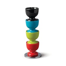 Zeal Stack & Store Egg Cups Set with Chrome Stand, Set of 4, Bright Mix
