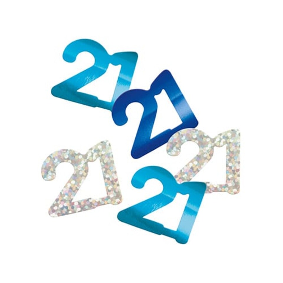Blue Glitz 21st Birthday Holographic Assorted Table Confetti 14g