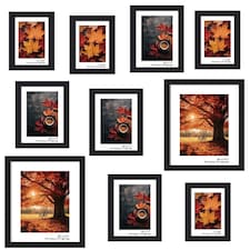 10 Pc Modern Photo Frame Set Wall Mountable and Freestanding Gallery | Black | Black | Not provided