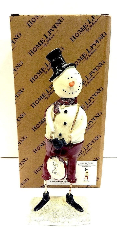 image 1 of Merry & Bright Christmas Snowman 'Let It Snow' Statue Ornament