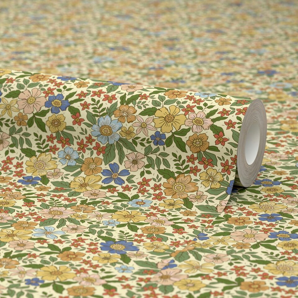 image 1 of Ditsy Gardenia Wallpaper in Lemon Multi