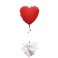 Bright Red Heart Shape Foil Helium Balloon - Inflated Balloon in a Box