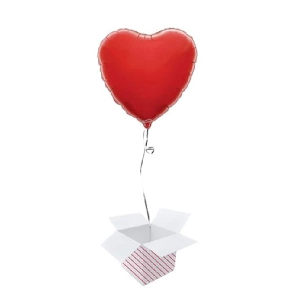 Bright Red Heart Shape Foil Helium Balloon - Inflated Balloon in a Box