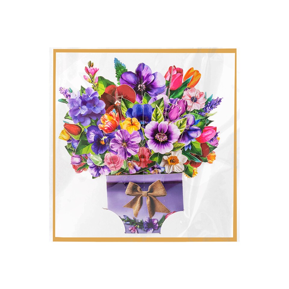 image 1 of Floral Fantasy Paper Bouquet 3D Vase Pop Up Card