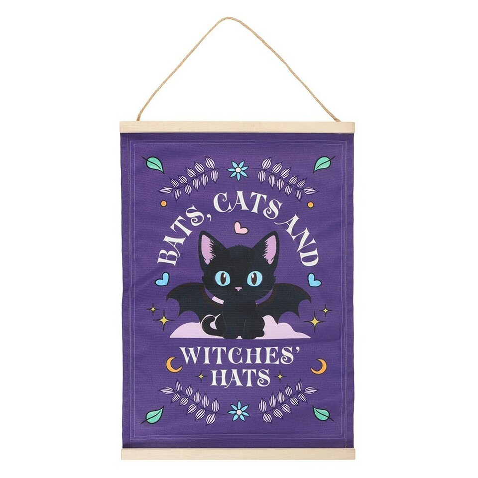 Something Different Bats, Cats and Witches Hats Fabric Wall Decoration - Violet - One Size