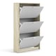 image 4 of Shoes Shoe Cabinet 3 Flip Down Doors and 2 layers Oak structure White