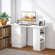 image 8 of HOMCOM Computer Desk, Writing Table, PC Workstation with 3 Storage Shelves and Drawers, Silver Handle, for Home Office, White | White