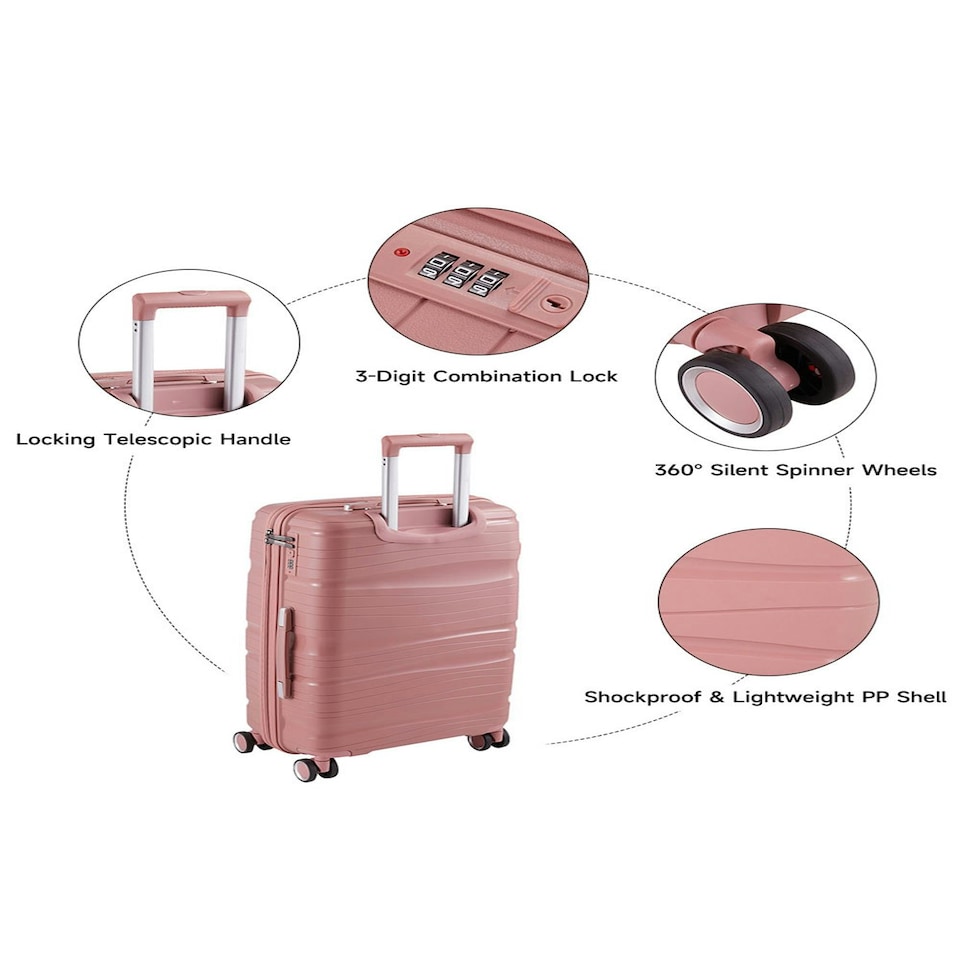 image 1 of Living and Home 4 Wheels Lockable Travel Suitcase Set of 4 - Pink 28+24+20+14 Inch Pink | Large