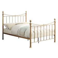 Hampstead Traditional Style Distressed Antique Brass Effect Metal Bed Frame | Bronze | Antique Brass | King