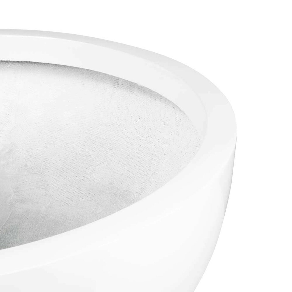 image 1 of Primrose Gloss White Garden Outdoor Fibreglass High Low Bowl Planter 72cm