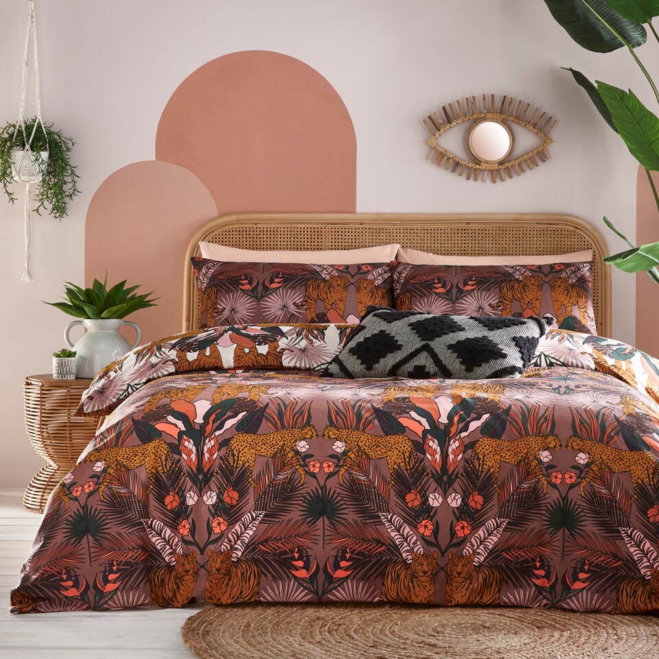 image 1 of Furn Kaihalulu Jungle Reversible Duvet Cover Set | Brown | Cocoaberry | Double | 1