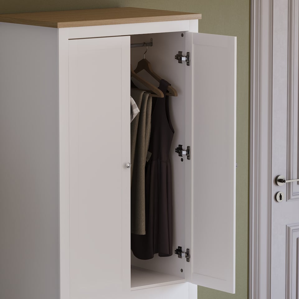 image 1 of Vida Designs Arlington 2 Door 2 Drawer Wardrobe With Shelf & Clothes Rail, White & Oak
