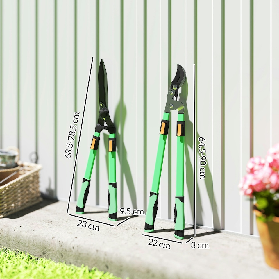 image 1 of Outsunny 2 Pcs Garden Shears Set with Telescopic Extendable Handles