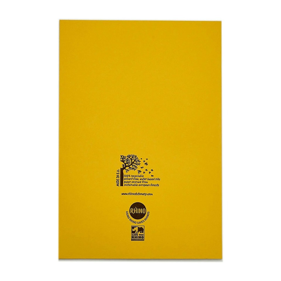 image 1 of Pack of 10 Rhino A4 48 Page Yellow with Cream Tinted Paper 12mm Lined with Margin Exercise Books