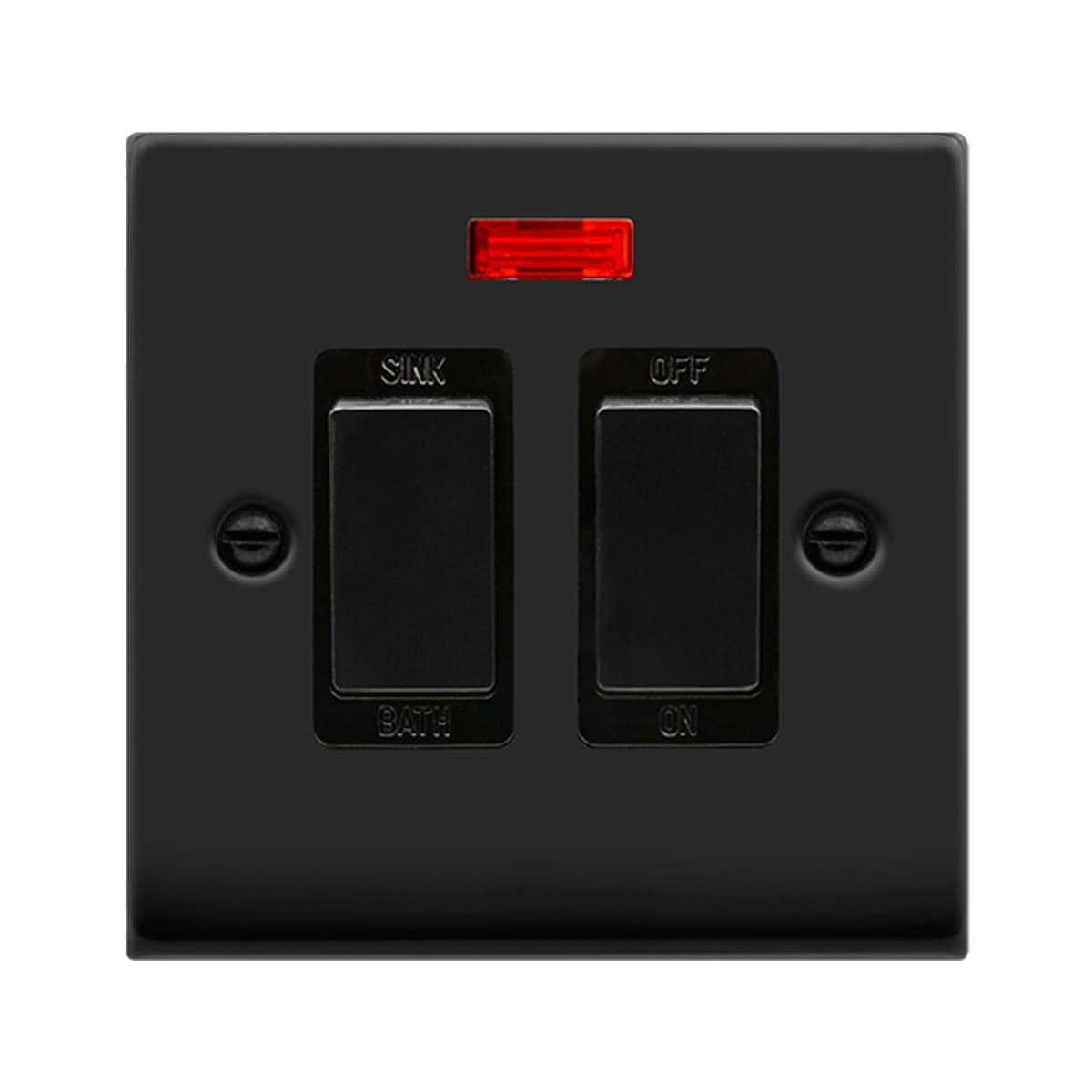 SE HOME Matt Black 20A DP Sink bath Switch Black Matt Black