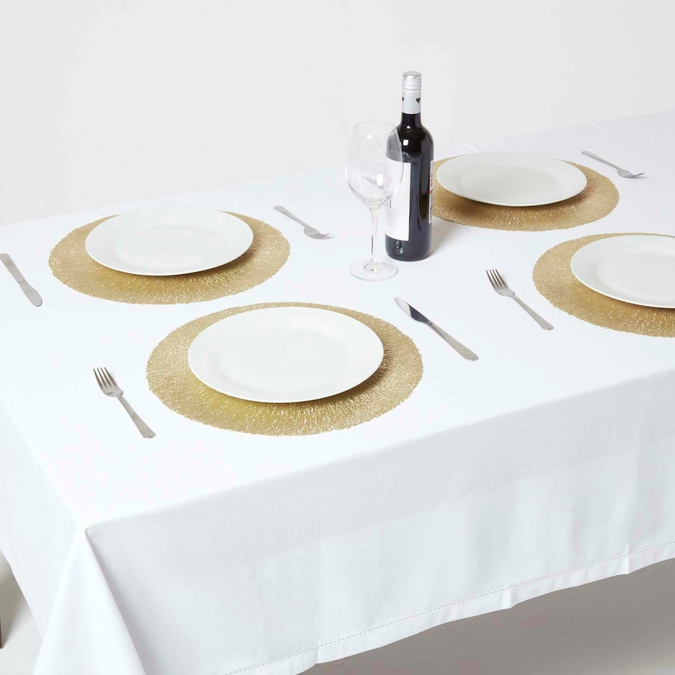image 1 of Homescapes Set of 4 Round Decorative Gold Placemats
