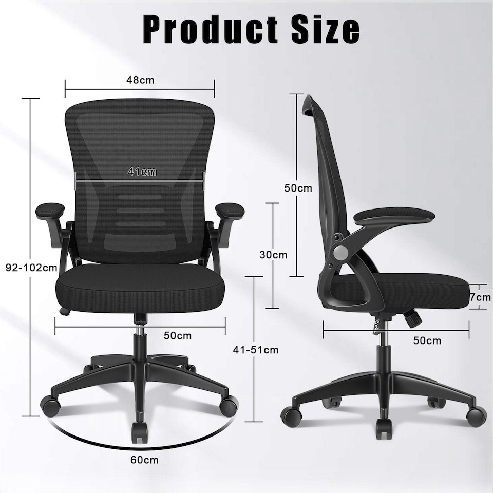 image 1 of Rattantree Ergonomic Office Chair with Flip Up Armrests & Lumbar Support