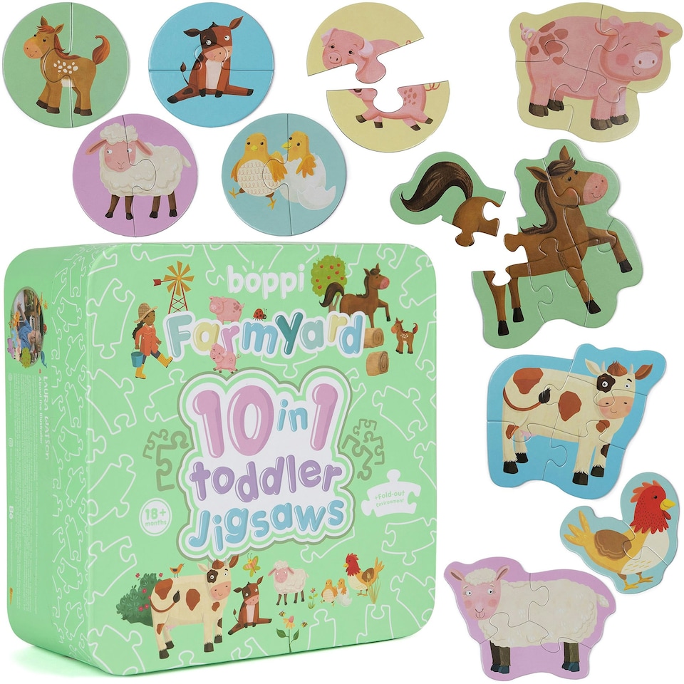 image 1 of boppi 10 in 1 Toddler Jigsaw Puzzle - Farmyard