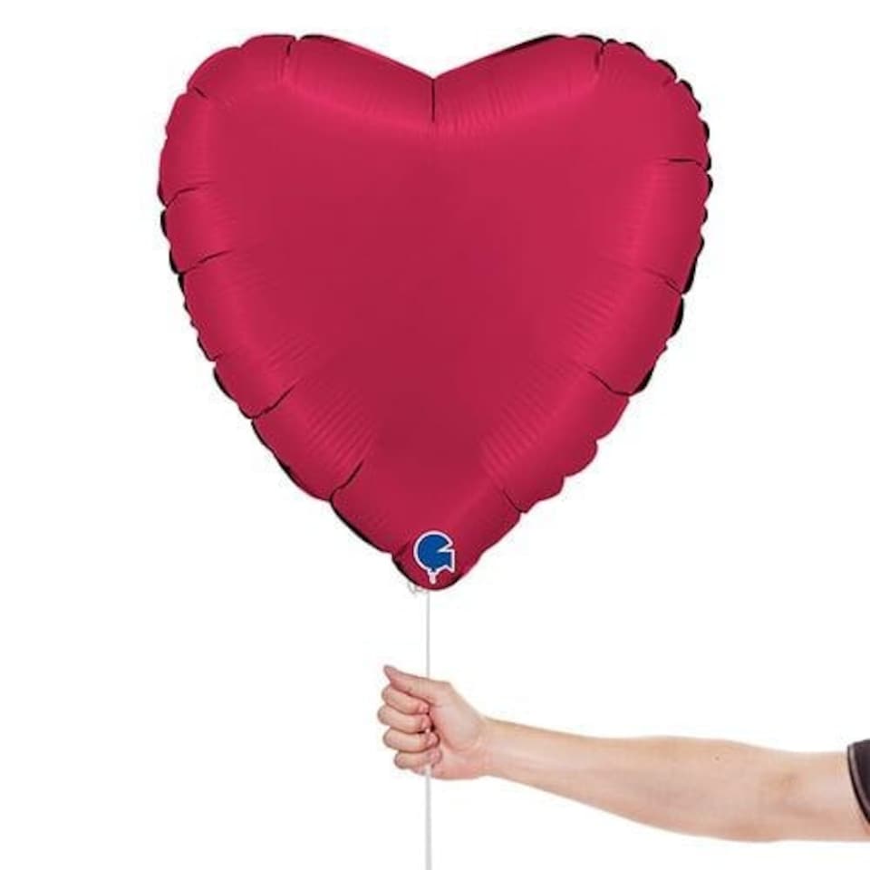 image 1 of Satin Cherry Red Heart Shape Foil Helium Balloon 46cm / 18 in