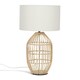 image 4 of ValueLights Hollins Painted Natural Table Lamp with Small White Drum Shade and LED Bulb