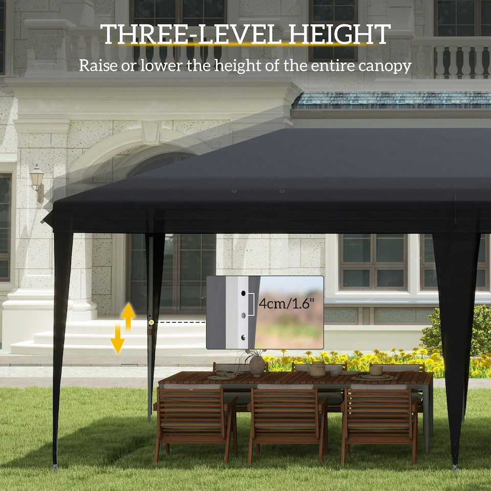 image 1 of Outsunny 3 x 6 m Pop Up Gazebo Patio Party Event Heavy Duty Canopy Black