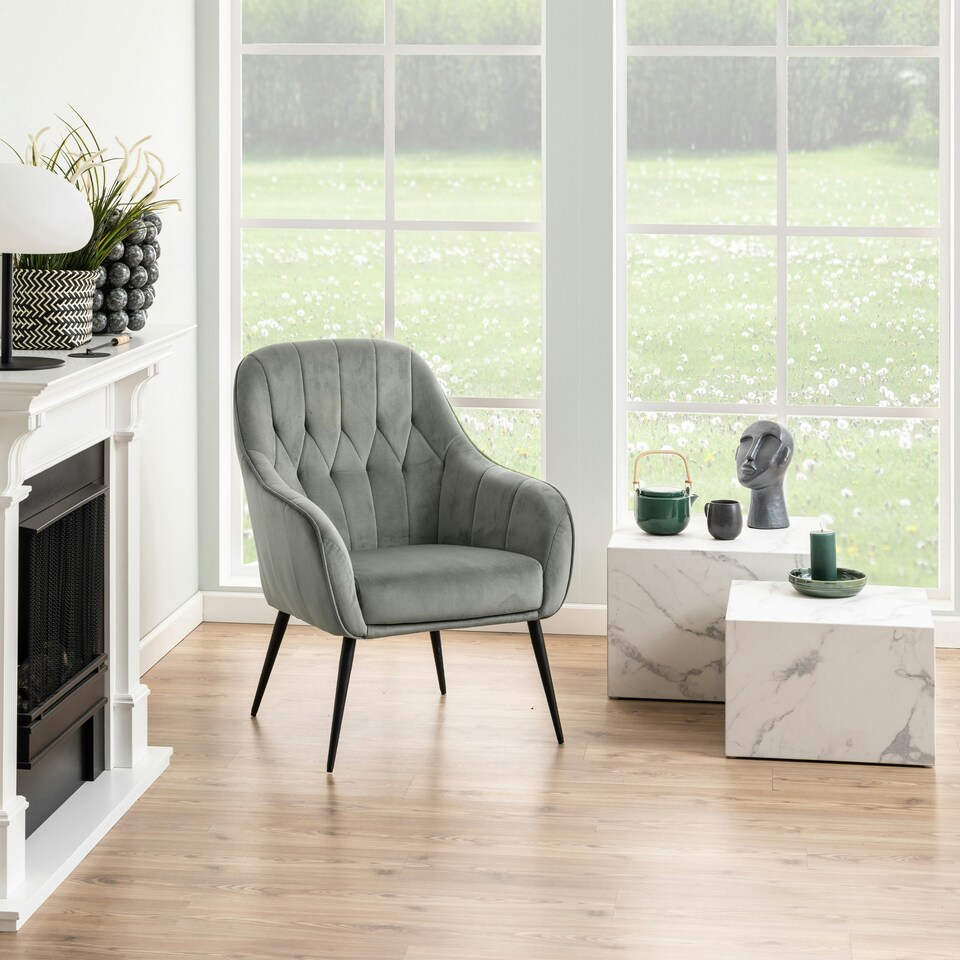 image 1 of Dice Square Coffee Table Set in White Marble Effect