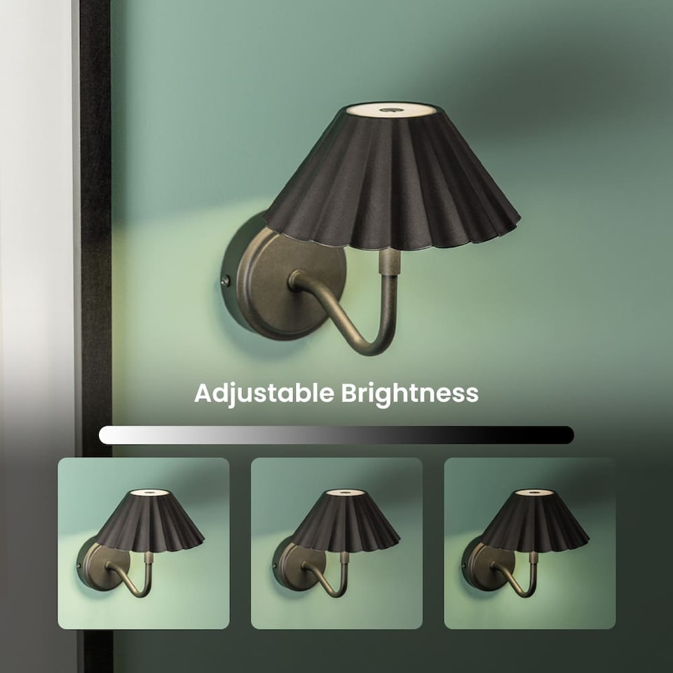 image 1 of ValueLights Avery Pair Black Rechargeable Wall Light & Integrated Bulb | Black