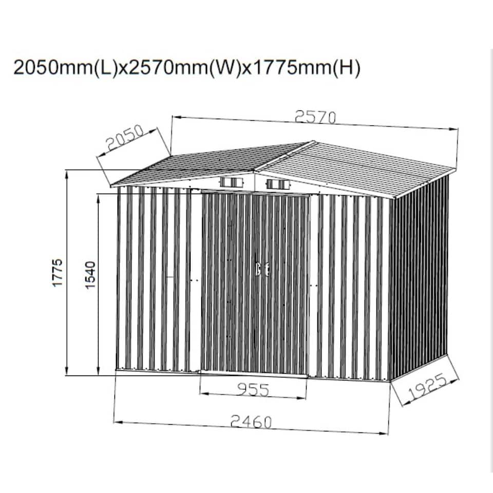 image 1 of Groundlevel 6x8 Foot Galvanised Metal Garden Storage Shed With Sliding Door
