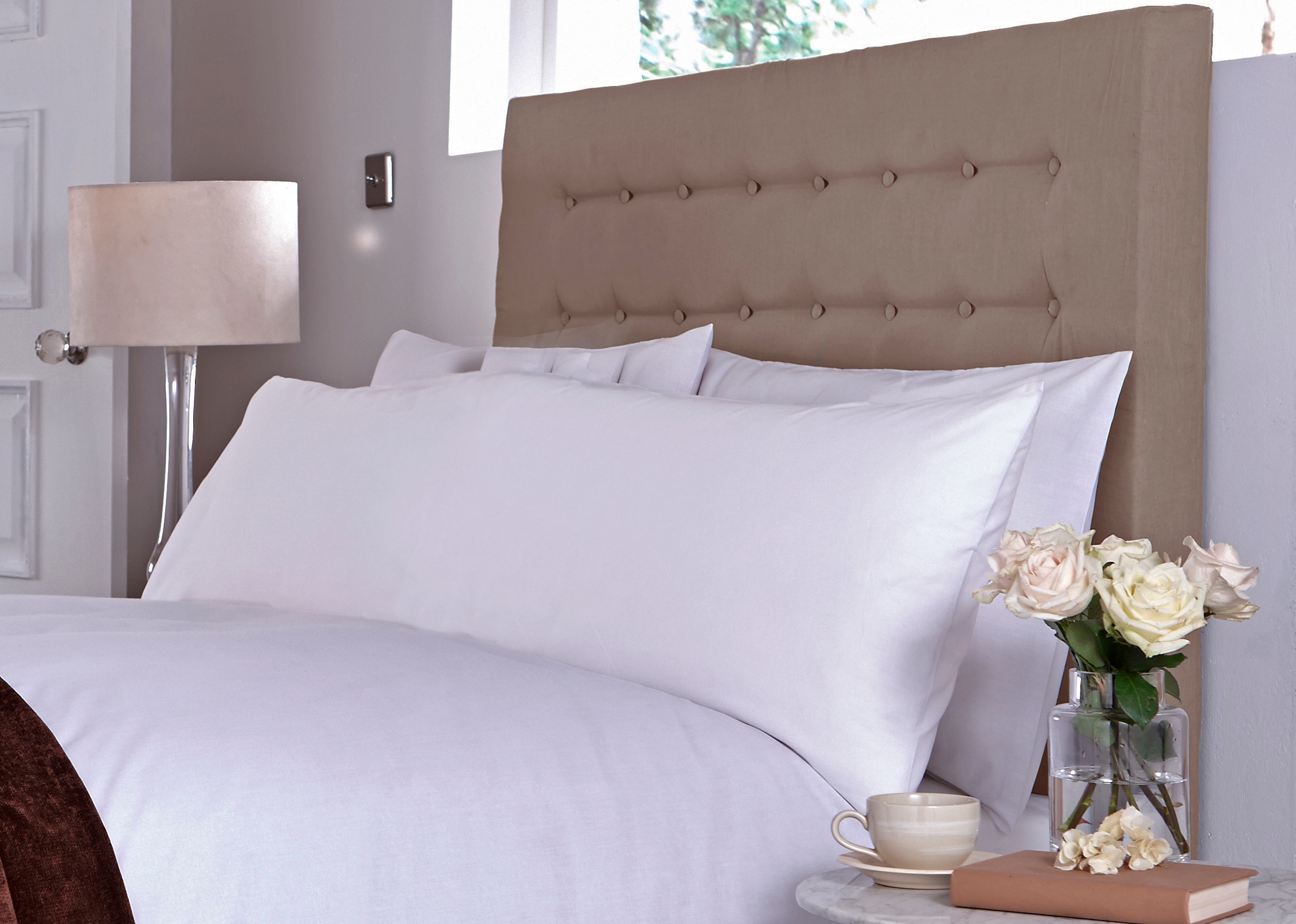White Bolster Pillowcase Cotton Percale - Sestina Cotton Bolster - 50 x 90cm