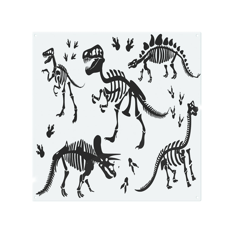 image 1 of Stylish Dinosaur Silhouettes Designer Splash Back | White