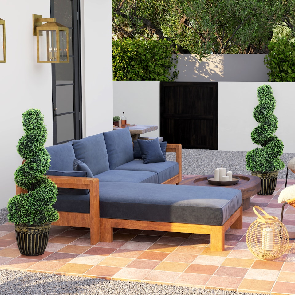 image 1 of HOMCOM Set of 2 Decorative Artificial Plants Topiary Spiral Boxwood Trees in Pot, Fake Plants for Home Indoor Outdoor Decor, 90cm, Green